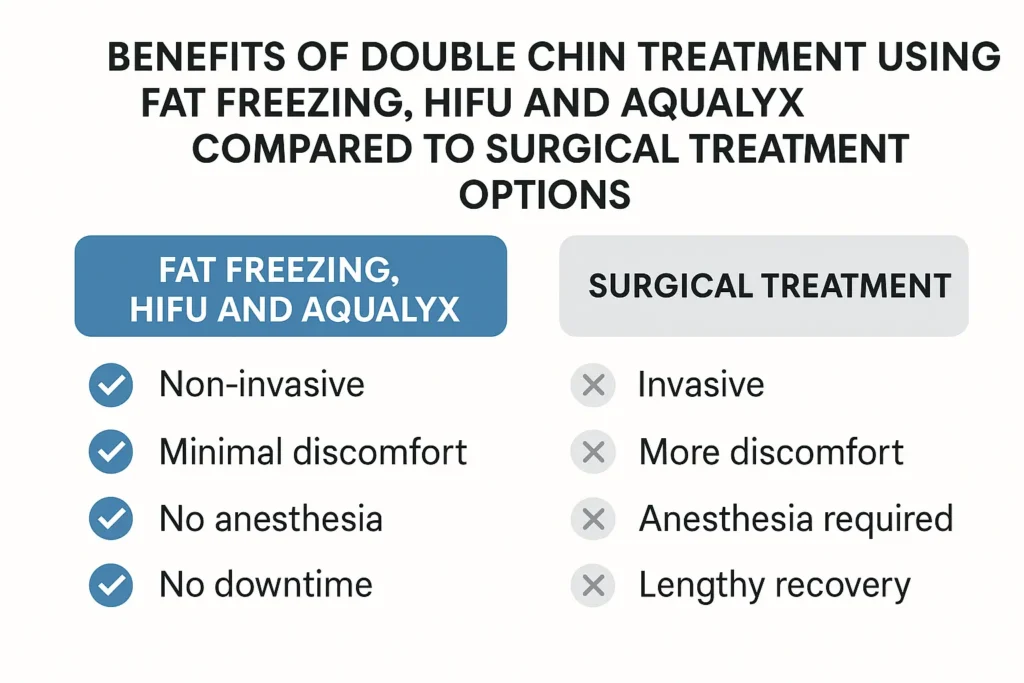 Graphic about the benefits of double chin treatment St Albans - from LA LIPO