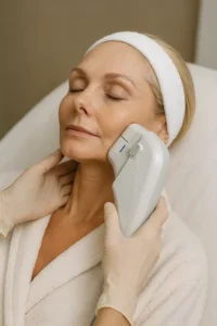 Woman receiving HIFU non surgical facelift treatment St Albans