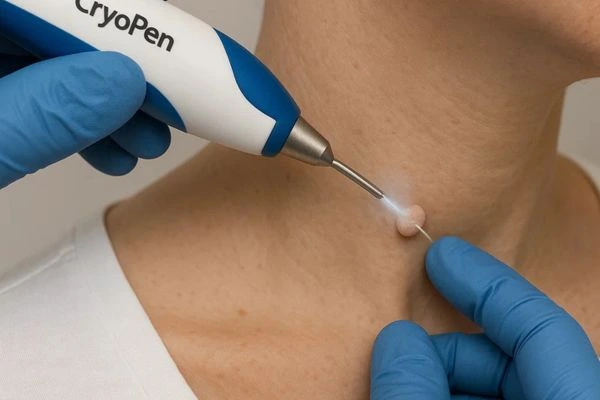 Person receiving Cryotherapy skin tag removal St Albans